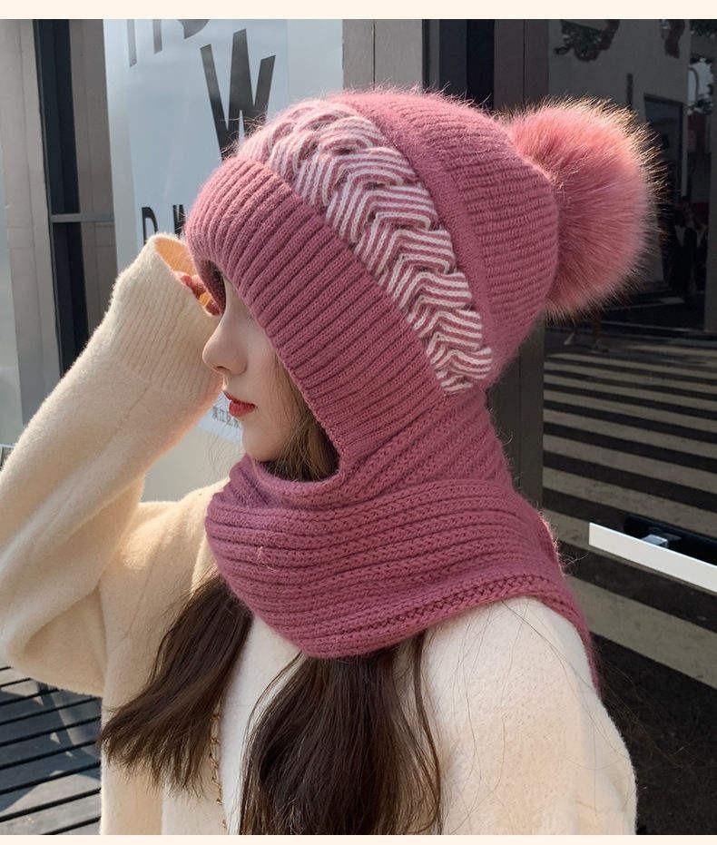 Windproof Scarf With Cap Integrated Ear Guard Hat Plus Velvet